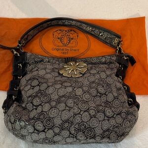 Sharif Black and Gray Swirl Shoulder Bag